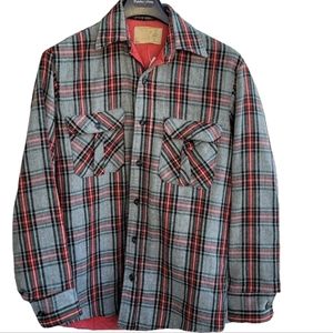 Vintage Sears Fieldmaster Mens Medium Neck 15-15.5 Plaid Flannel Shirt Multicolo